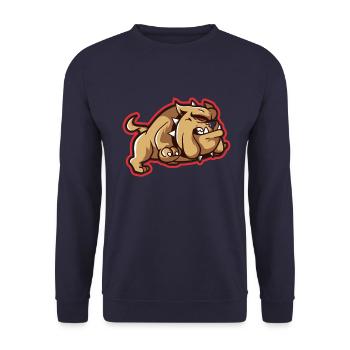 Bulldog Running Dog Aggressive Mouth Gift - Unisex Sweatshirt - navy - Front - Alina (178cm) & Michal (187cm)