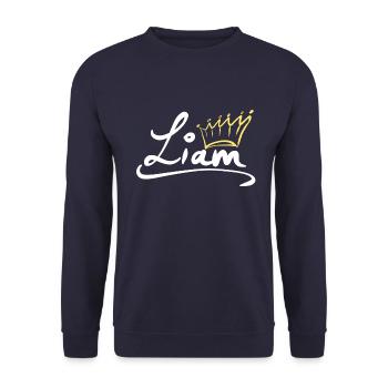 Crown name name tag Liam - Unisex Sweatshirt - navy - Front - Alina (178cm) & Michal (187cm)