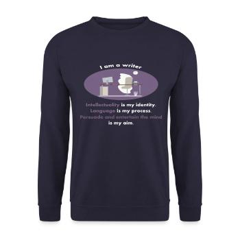I Am A Writer | Original Typographic Design - Unisex Sweatshirt - navy - Front - Alina (178cm) & Michal (187cm)