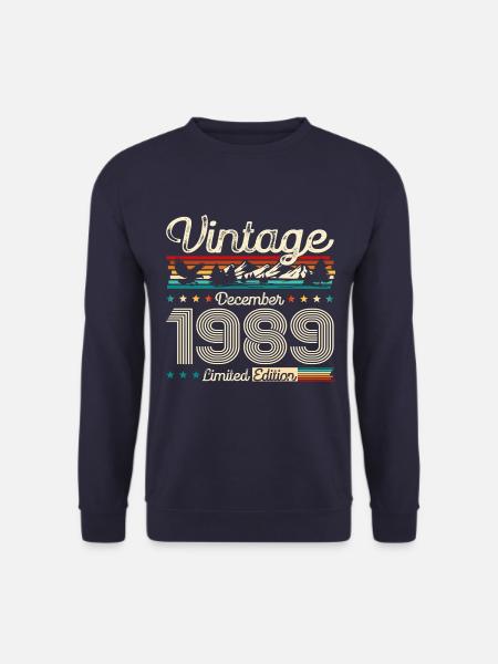 35. Geburtstag Vintage Dezember 1989 Jahrgang 1989 - Unisex Pullover - Navy