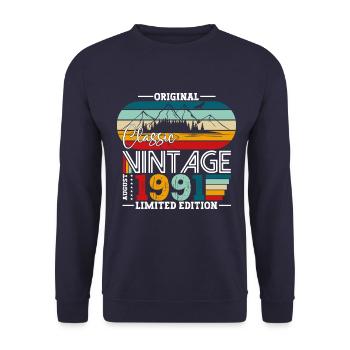 33e anniversaire Original août 1991 Né en 1991 - Sweat-shirt Unisexe - marine - Devant - Alina (178cm) & Michal (187cm)