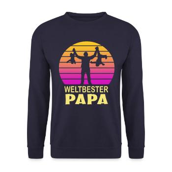 Weltbester Papa - Bester Vater der Welt - Unisex Pullover - Navy - Vorne - Alina (178cm) & Michal (187cm)