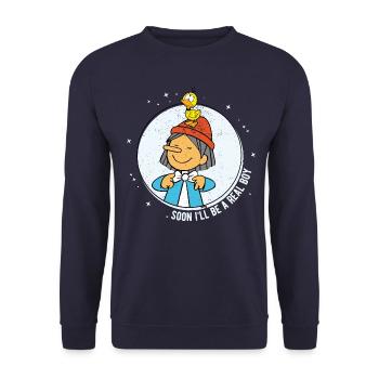 Pinocchio Mit Freundin Gina Wanna Be A Real Boy - Unisex Pullover - Navy - Vorne - Alina (178cm) & Michal (187cm)