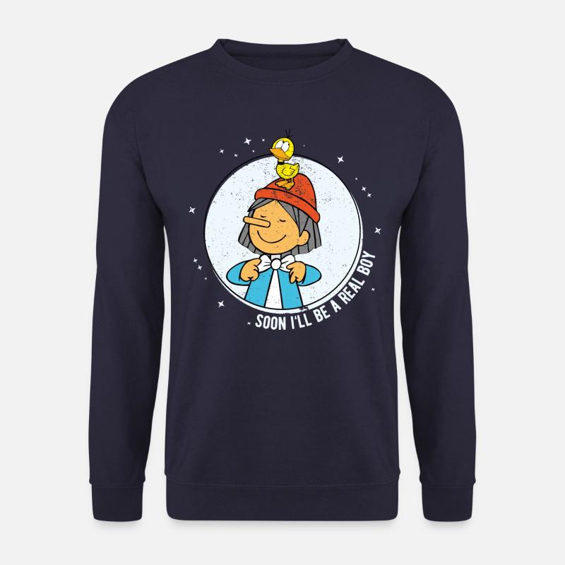 Pinocchio Mit Freundin Gina Wanna Be A Real Boy - Unisex Pullover - Navy