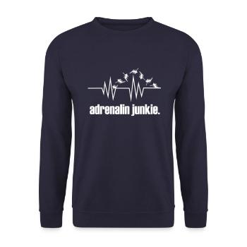 Andrenalin junkie, skiing, somersault, heartbeat, - Unisex Sweatshirt - navy - Front - Alina (178cm) & Michal (187cm)