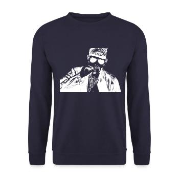 Rocker - Smoke on Mr. Cool Guy - Sweat-shirt Unisexe - marine - Devant - Alina (178cm) & Michal (187cm)