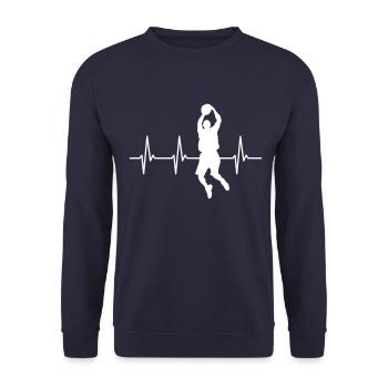 Heartbeat Basketball Pulse Heartbeat white - Unisex Sweatshirt - navy - Front - Alina (178cm) & Michal (187cm)