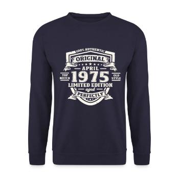 49th Birthday Husband Original April Vintage 1975 - Unisex Sweatshirt - navy - Front - Alina (178cm) & Michal (187cm)