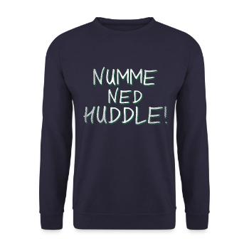 Badische Sprüche > Numme ned huddle! - Unisex Pullover - Navy - Vorne - Alina (178cm) & Michal (187cm)