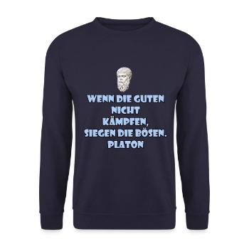 Philosophisches zum Thema Sieg und Kampf - Unisex Pullover - Navy - Vorne - Alina (178cm) & Michal (187cm)