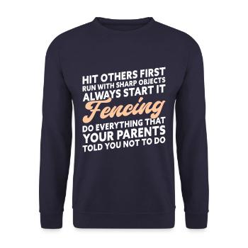 Funny Fencing Saying Fencer - Unisex Pullover - Navy - Vorne - Alina (178cm) & Michal (187cm)