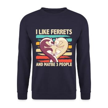 I Like Ferrets And Maybe 3 People Funny Ferret - Unisex Pullover - Navy - Vorne - Alina (178cm) & Michal (187cm)