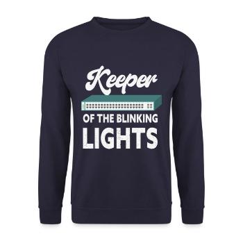 Keeper of the Blinking Lights IT Tech Network - Unisex Sweatshirt - navy - Front - Alina (178cm) & Michal (187cm)