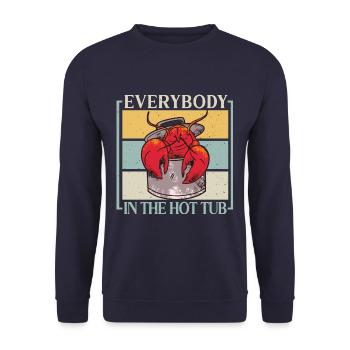 Everybody In The Hot Tub Funny Crawfish Crayfish - Unisex Sweatshirt - navy - Front - Alina (178cm) & Michal (187cm)