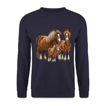 Shetland Pony Familie Famille Shetty - Sweat-shirt Unisexe - marine - Devant - Alina (178cm) & Michal (187cm)