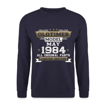 40th Birthday Man Vintage May Vintage 1984 - Unisex Sweatshirt - navy - Front - Alina (178cm) & Michal (187cm)