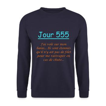 Tag 555 – Magischer Flug ohne Netz - Unisex Pullover - Navy - Vorne - Alina (178cm) & Michal (187cm)