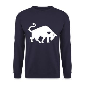 Stier Ochse Kuh Stierkampf Torero Geschenk Herz - Unisex Pullover - Navy - Vorne - Alina (178cm) & Michal (187cm)