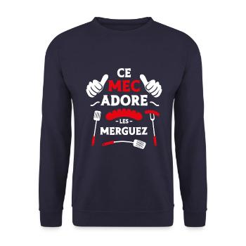 Ce mec adore les merguez - Sweat-shirt Unisexe - marine - Devant - Alina (178cm) & Michal (187cm)
