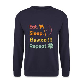 Eat. Sleep. Fighting!!! Repeat. - Unisex Sweatshirt - navy - Front - Alina (178cm) & Michal (187cm)