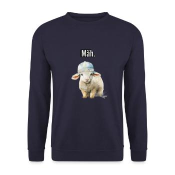 Mäh Schaf mit Cap - Unisex Pullover - Navy - Vorne - Alina (178cm) & Michal (187cm)