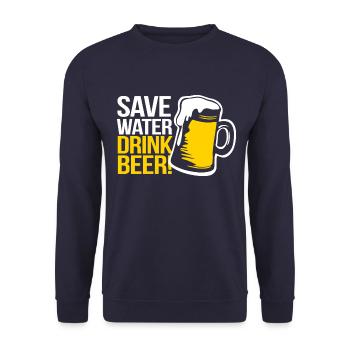 SAVE WATER DRINK BEER DRINKING SPORTS FAN T-SHIRT - Unisex Sweatshirt - navy - Front - Alina (178cm) & Michal (187cm)