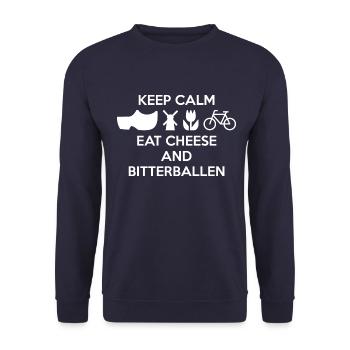 AVM - BEHALTEN SIE RUHE - KÄSE UND BITERKUGELN W - Unisex Pullover - Navy - Vorne - Alina (178cm) & Michal (187cm)