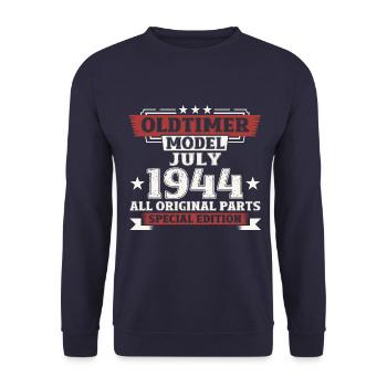 80ème Anniversaire Voiture Classique Juillet 1944 Millésime 1944 - Sweat-shirt Unisexe - marine - Devant - Alina (178cm) & Michal (187cm)