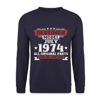 50th Birthday Classic Car July 1974 Vintage 1974 - Unisex Sweatshirt - navy - Front - Alina (178cm) & Michal (187cm)