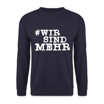 Wir sind mehr #wirsindmehr Geschenk - Unisex Pullover - Navy - Vorne - Alina (178cm) & Michal (187cm)