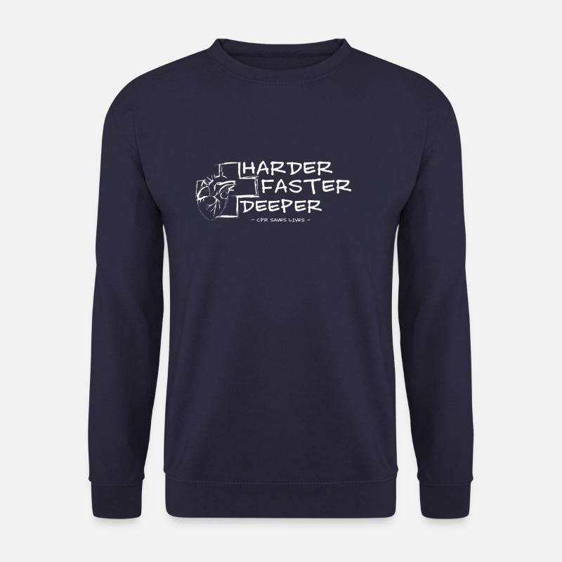 Harder Faster Deeper in White - Unisex Pullover - Navy