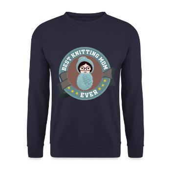 Nähen Stricken Häkeln Mama Best Knitting Mom Ever - Unisex Pullover - Navy - Vorne - Alina (178cm) & Michal (187cm)