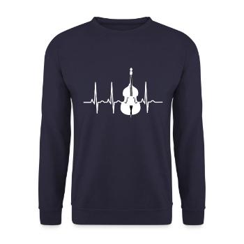 Herzschlag Kontrabass Streichinstrument Geschenk - Unisex Pullover - Navy - Vorne - Alina (178cm) & Michal (187cm)