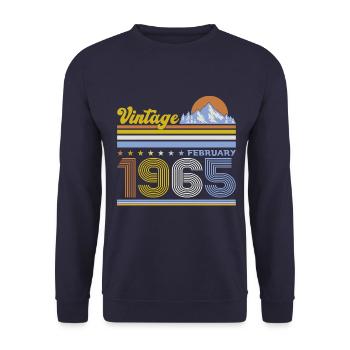 60. Geburtstag Geschenk Mann Original Februar 1965 - Unisex Pullover - Navy - Vorne - Alina (178cm) & Michal (187cm)