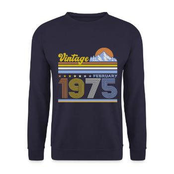 50th Birthday Gift Husband Original February 1975 - Unisex Sweatshirt - navy - Front - Alina (178cm) & Michal (187cm)