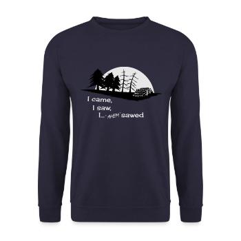 Lumberjack forest woodcutter ranger funny gift - Unisex Sweatshirt - navy - Front - Alina (178cm) & Michal (187cm)