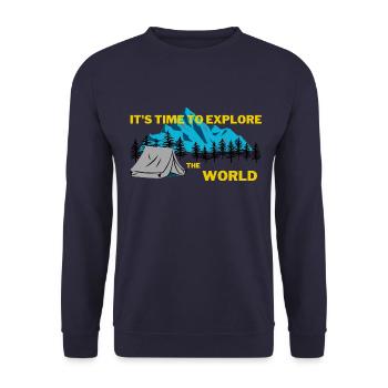 Es ist Zeit, die Welt zu erkunden - Unisex Pullover - Navy - Vorne - Alina (178cm) & Michal (187cm)