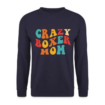 Crazy Boxer Mom - Gift for Mom - Unisex Sweatshirt - navy - Front - Alina (178cm) & Michal (187cm)