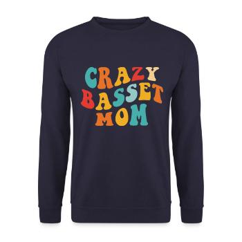 Crazy Basset Mom - Gift for Mistress - Unisex Sweatshirt - navy - Front - Alina (178cm) & Michal (187cm)