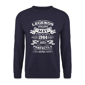 Légendaire Mai 1984 Millésime 1984 Anniversaire 1984 - Sweat-shirt Unisexe - marine - Devant - Alina (178cm) & Michal (187cm)