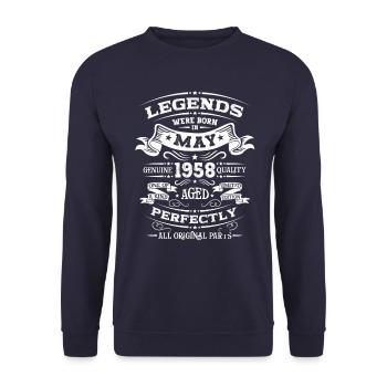 Légendaire Mai 1958 Millésime 1958 Anniversaire 1958 - Sweat-shirt Unisexe - marine - Devant - Alina (178cm) & Michal (187cm)