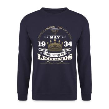 Legendary May 1934 Vintage 1934 Birthday 1934 - Unisex Sweatshirt - navy - Front - Alina (178cm) & Michal (187cm)