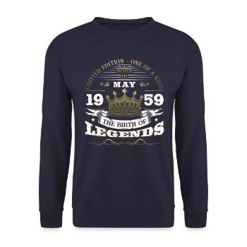 Original 1959 Jahrgang 1959 65. Geburtstag 1959 - Unisex Pullover - Navy - Vorne - Alina (178cm) & Michal (187cm)