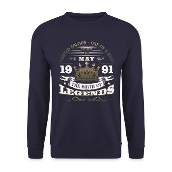 Légendes Mai 1991 Millésime 1991 Anniversaire 1991 - Sweat-shirt Unisexe - marine - Devant - Alina (178cm) & Michal (187cm)