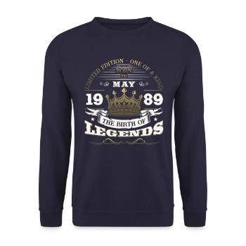 Legend May 1989 Vintage 1989 Birthday 1989 - Unisex Sweatshirt - navy - Front - Alina (178cm) & Michal (187cm)