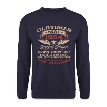 Classic Car May 1954 Vintage 1954 Birthday 1954 - Unisex Sweatshirt - navy - Front - Alina (178cm) & Michal (187cm)