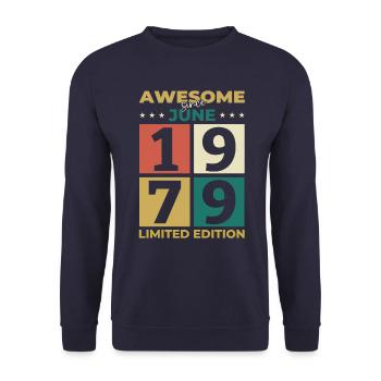 Original Juin 1979 Millésime 1979 Anniversaire 1979 - Sweat-shirt Unisexe - marine - Devant - Alina (178cm) & Michal (187cm)