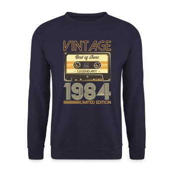 Best of Juni 1984 Jahrgang 1984 40. Geburtstag 84 - Unisex Pullover - Navy - Vorne - Alina (178cm) & Michal (187cm)