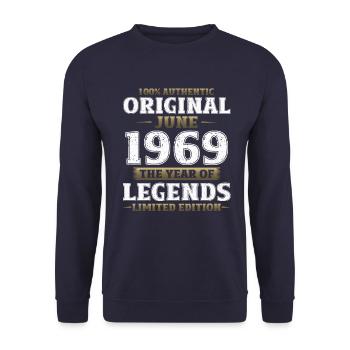 Original Juin 1969 Millésime 1969 Anniversaire 1969 - Sweat-shirt Unisexe - marine - Devant - Alina (178cm) & Michal (187cm)