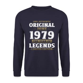 Original Juin 1979 Millésime 1979 Anniversaire 1979 - Sweat-shirt Unisexe - marine - Devant - Alina (178cm) & Michal (187cm)